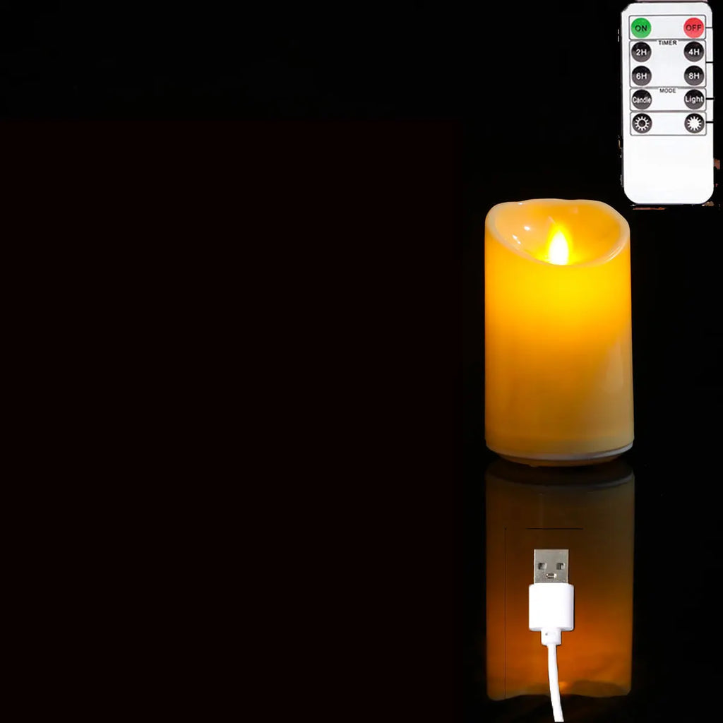 Bougies Décoratives LED à Mèche Mobile — Rechargeables USB, Télécommande, 10/12/15 cm