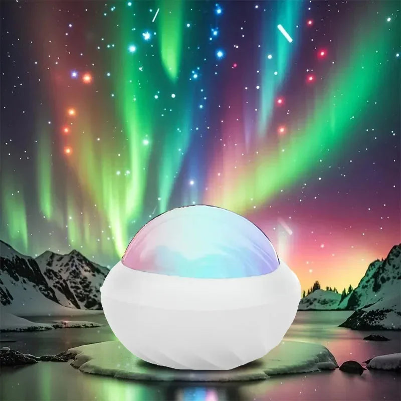 Boule Projecteur Aurora 360° — Vagues & Aurora Boréale, Télécommande, USB