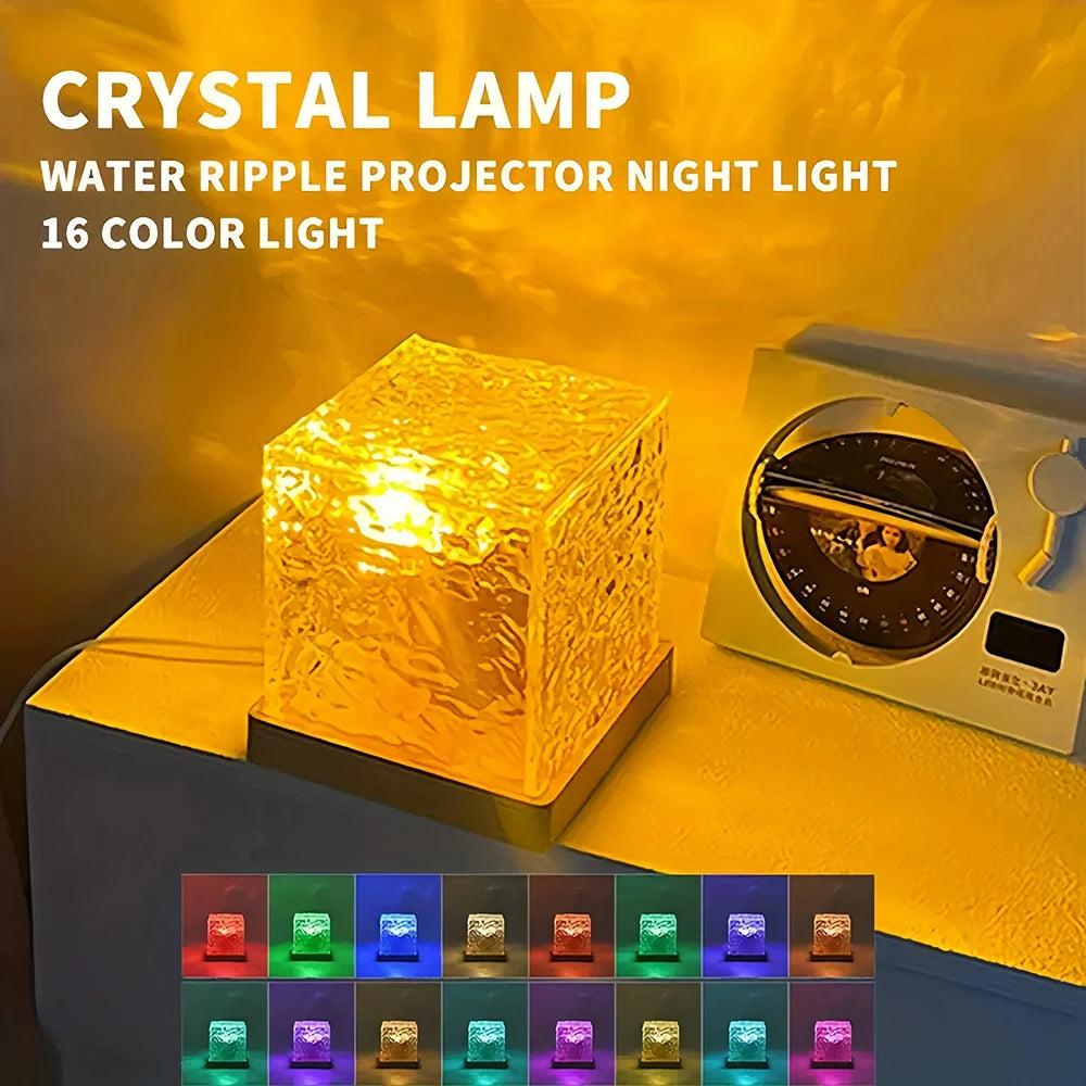 Lampe Vagues Océan RGB — 16 Couleurs, Effet Eau, Télécommande, Rechargeable