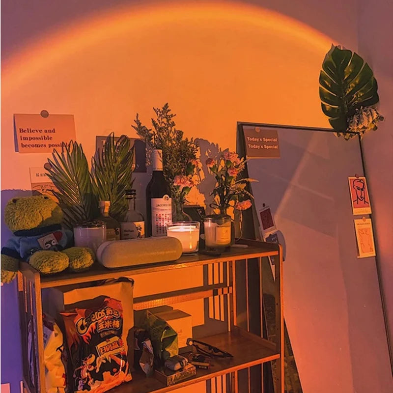 Lampe Coucher de Soleil USB — Projecteur Lumière Chaude, Ambiance Romantique & Esthétique