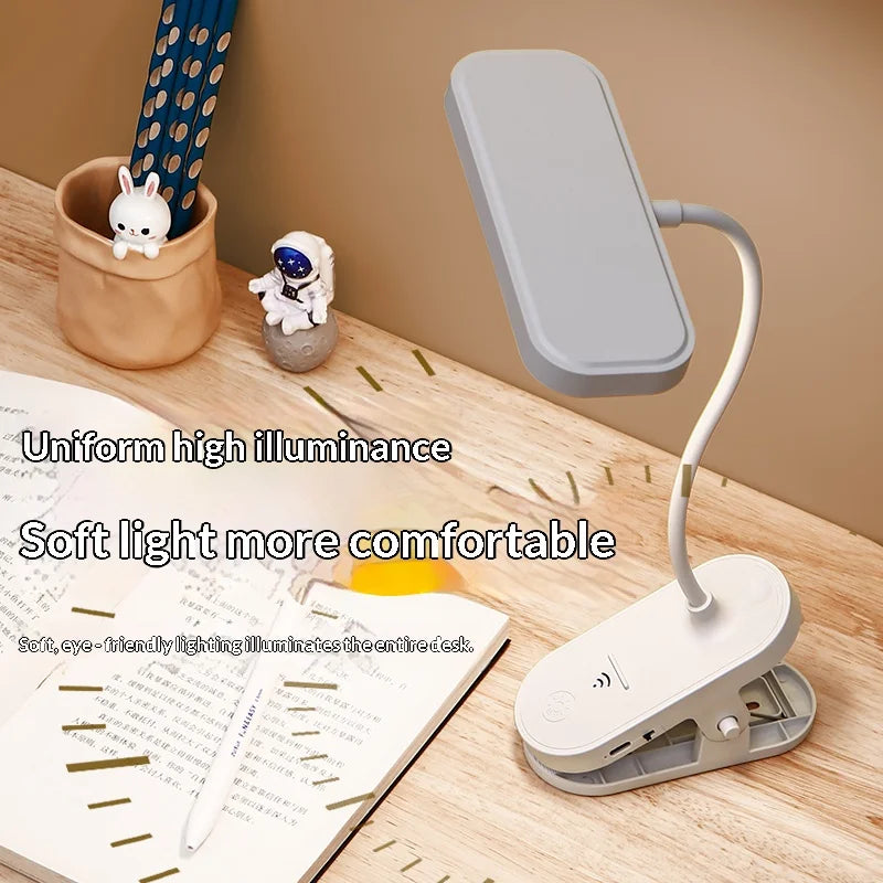 Lampe de Bureau LED à Pince — Rechargeable USB, Col de Cygne 360°, Lumière Douce