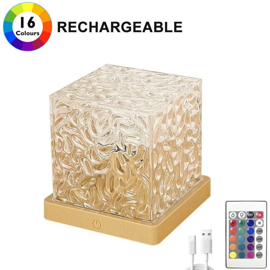 Lampe Vagues Océan RGB — 16 Couleurs, Effet Eau, Télécommande, Rechargeable