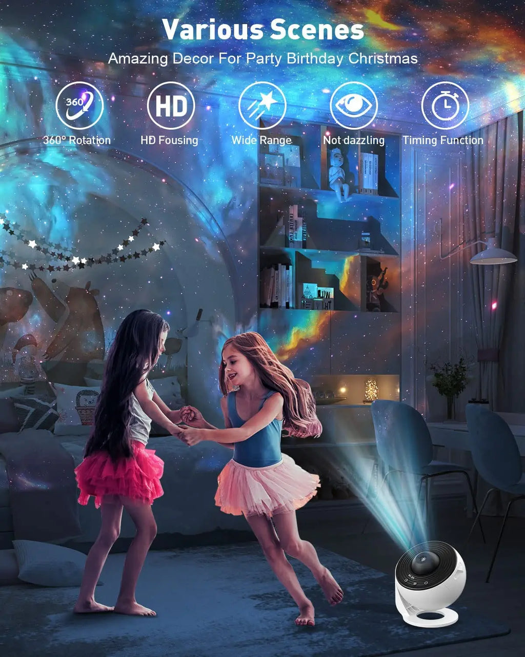 Projecteur Planétarium Galaxy 13 en 1 — Aurora, Étoiles HD, Veilleuse Enfants & Adultes