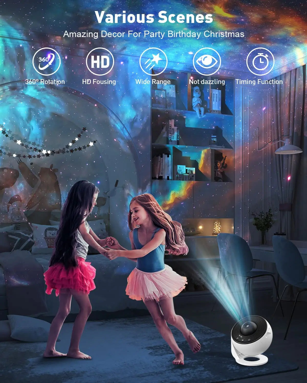 Projecteur Planétarium Galaxy 13 en 1 — Aurora, Étoiles HD, Veilleuse Enfants & Adultes
