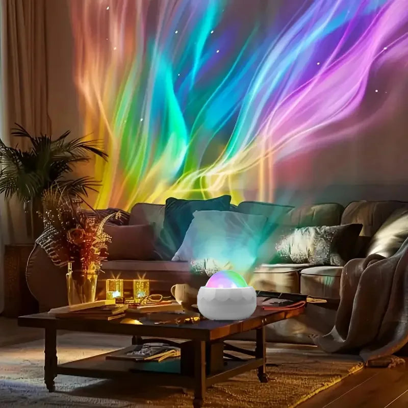 Boule Projecteur Aurora 360° — Vagues & Aurora Boréale, Télécommande, USB