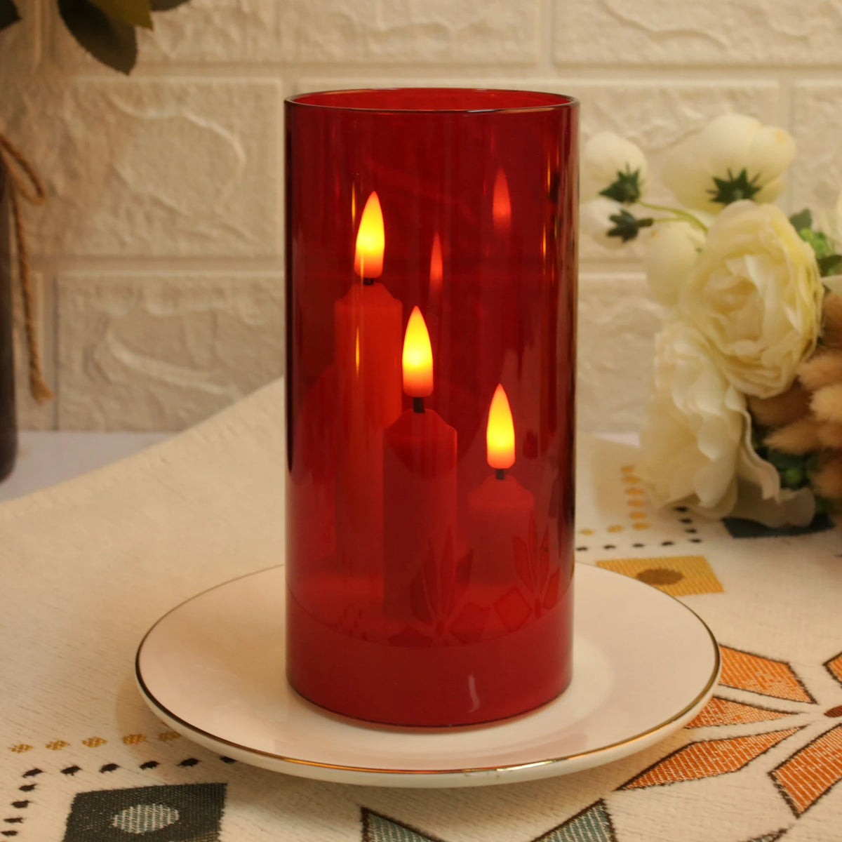 Bougies Coniques LED Sans Flamme 3 en 1 — Effet Vacillant, Abat-jour 15cm, Déco & Fêtes