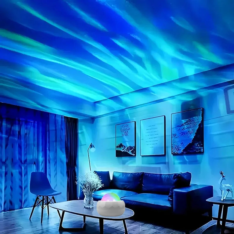 Boule Projecteur Aurora 360° — Vagues & Aurora Boréale, Télécommande, USB
