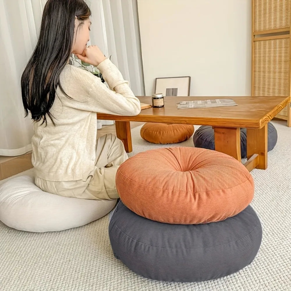 Coussin Rond Épais Bohème — Moelleux, Idéal Méditation & Yoga, Déco Zen Orange