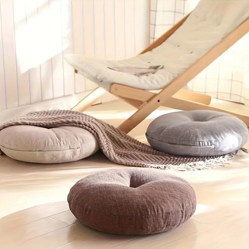 Coussin Rond Épais Bohème — Moelleux, Idéal Méditation & Yoga, Déco Zen Orange