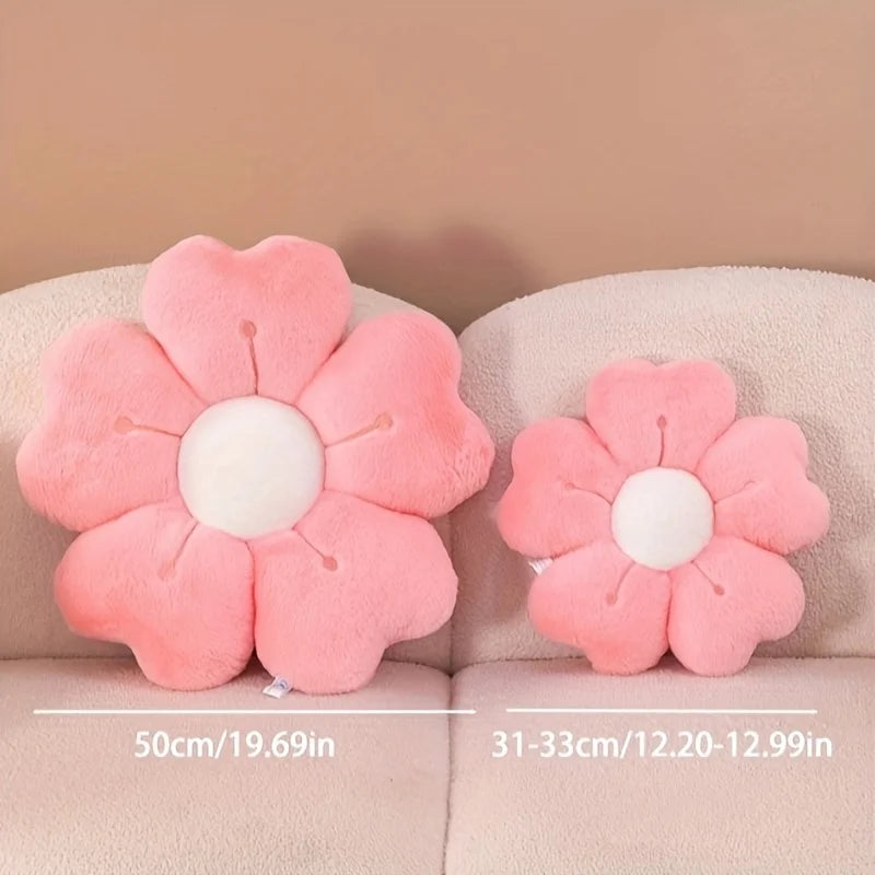 Coussin Décoratif Peluche Marguerite — Blanc ou Rose, 32cm ou 50cm, Lit & Canapé
