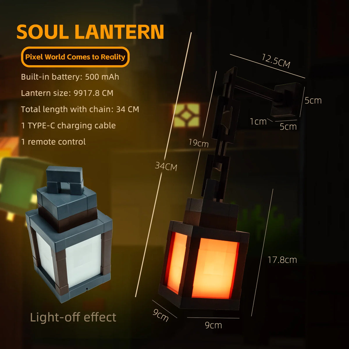 Lanterne Pixel Style LED — 16 Couleurs, Rechargeable, Décoration Atmosphère