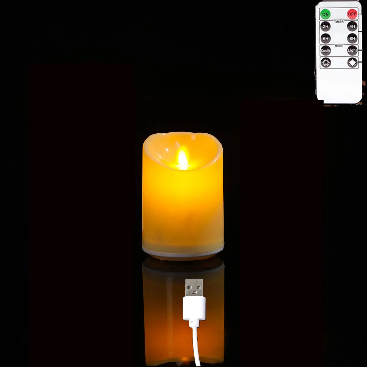 Bougies Décoratives LED à Mèche Mobile — Rechargeables USB, Télécommande, 10/12/15 cm