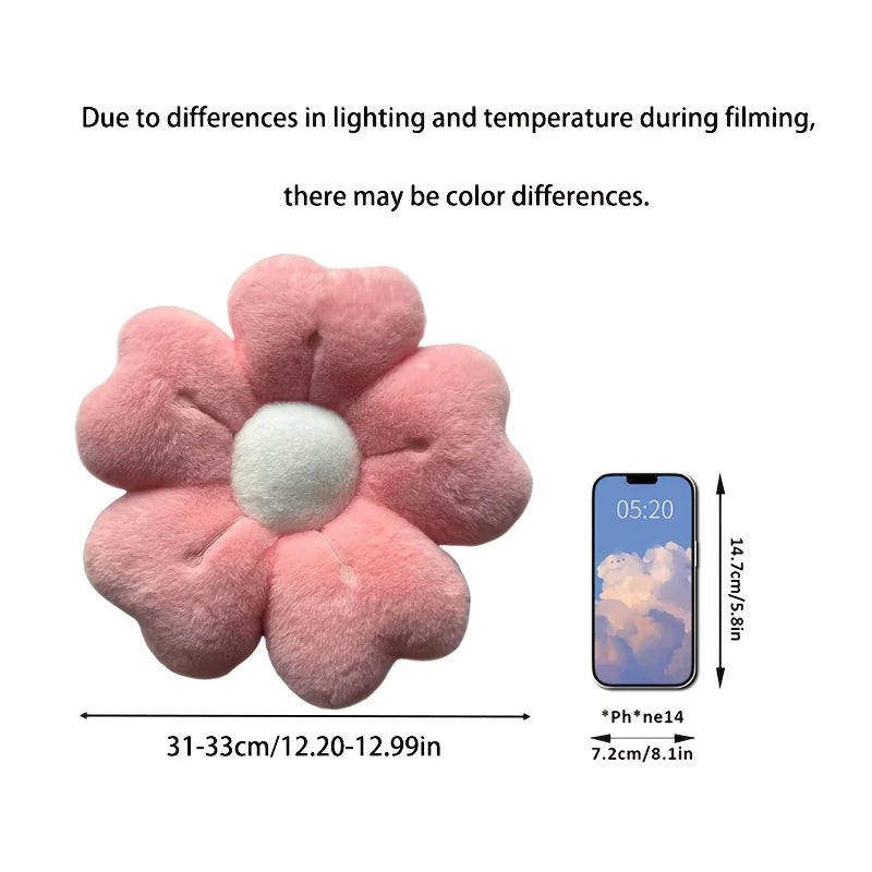 Coussin Décoratif Peluche Marguerite — Blanc ou Rose, 32cm ou 50cm, Lit & Canapé