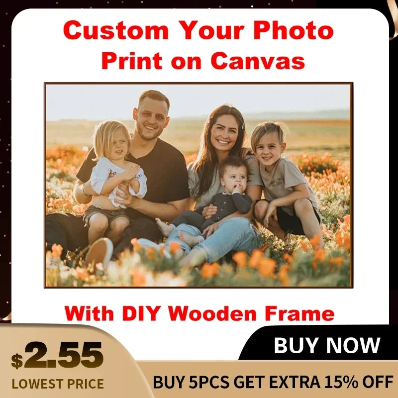 Impression Personnalisée sur Toile — Votre Photo en HD, Avec ou Sans Cadre, Toutes Tailles