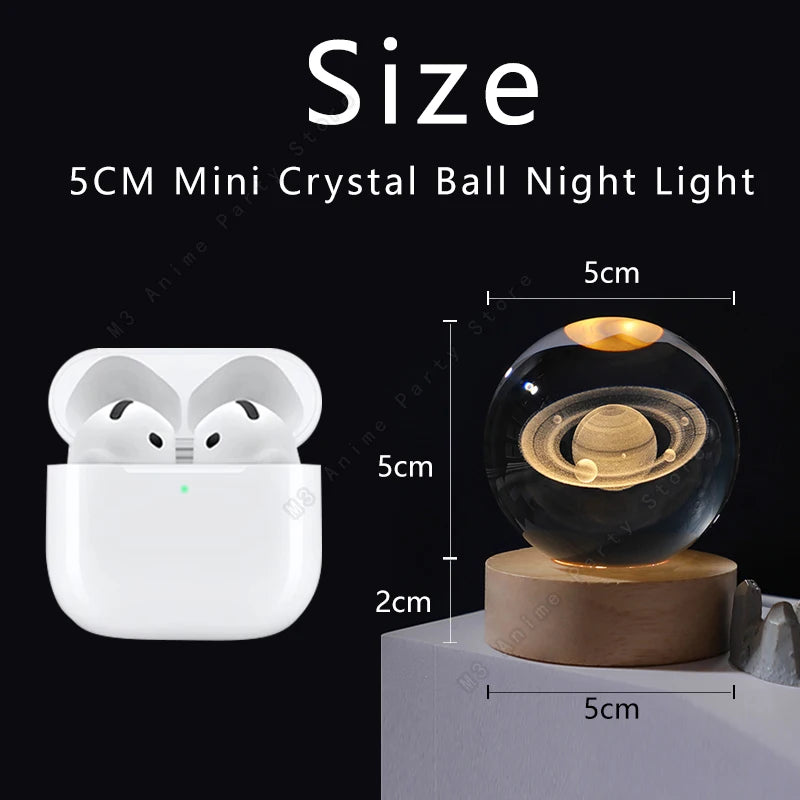 Lampe Boule de Cristal 3D — Gravure Laser Galaxie, Lune, Saturne | Veilleuse USB