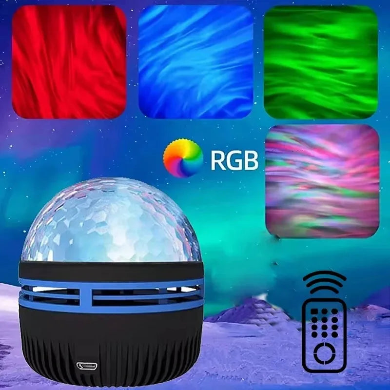 Lampe Projection Aurôre Boréale LED — Couleurs RGB, Télécommande, USB