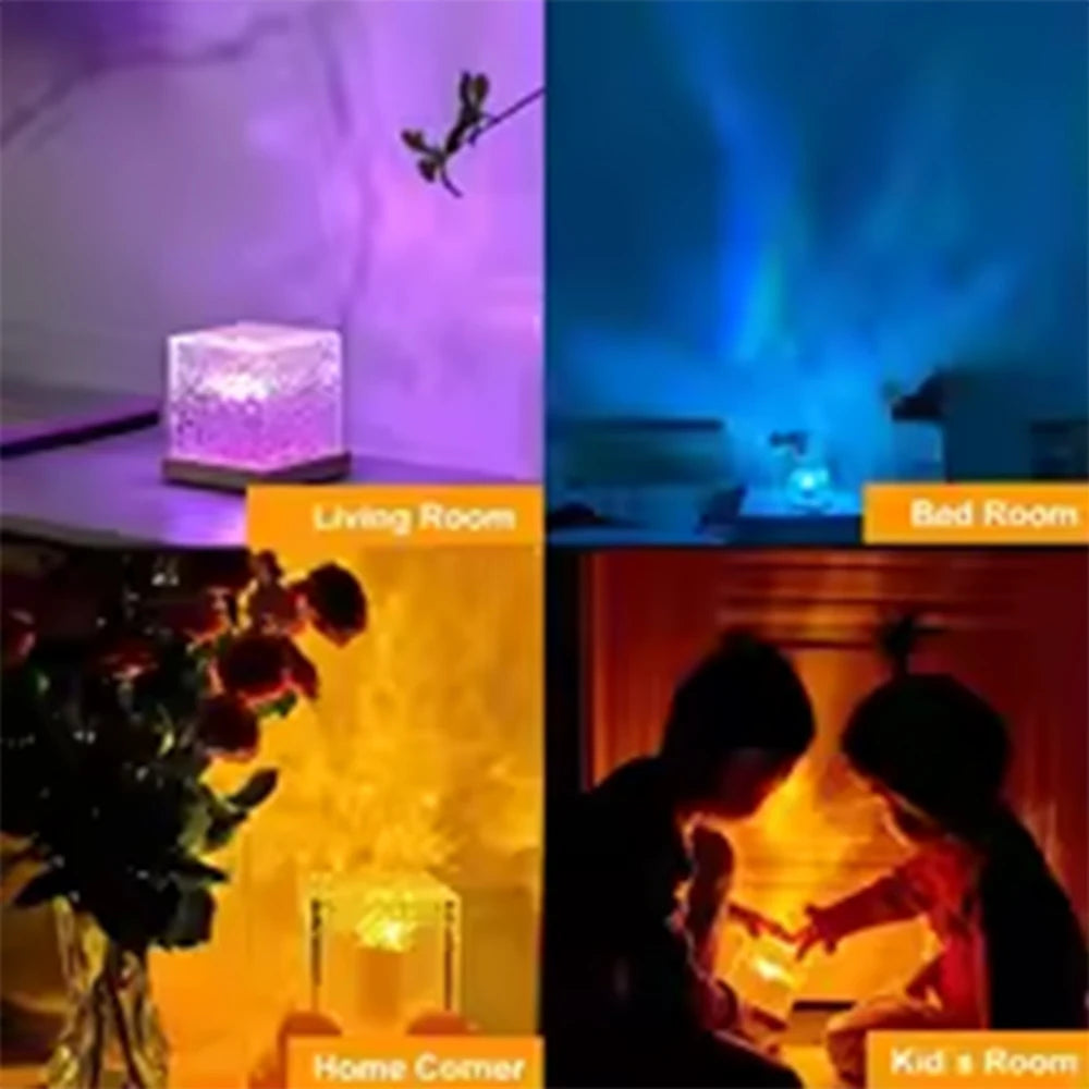 Lampe Projecteur Aurora HOMEFISH RGB — 16 Couleurs, Vagues Océan, Télécommande, Rechargeable