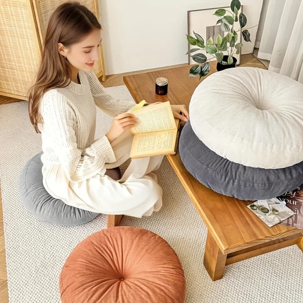 Coussin Rond Épais Bohème — Moelleux, Idéal Méditation & Yoga, Déco Zen Orange