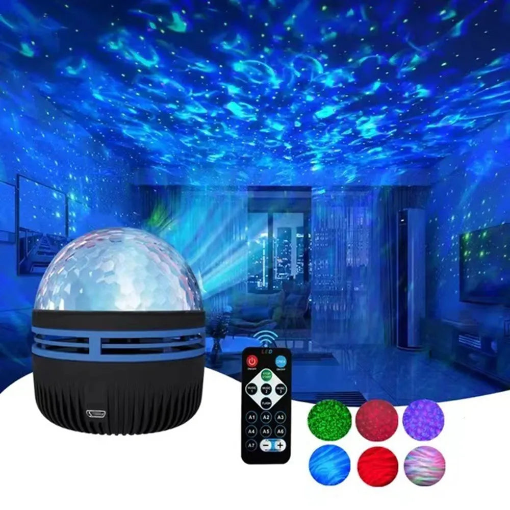 Projecteur LED Ciel Étoilé — 6 Styles Aurora, Vagues & Étoiles, Télécommande, Rotatif