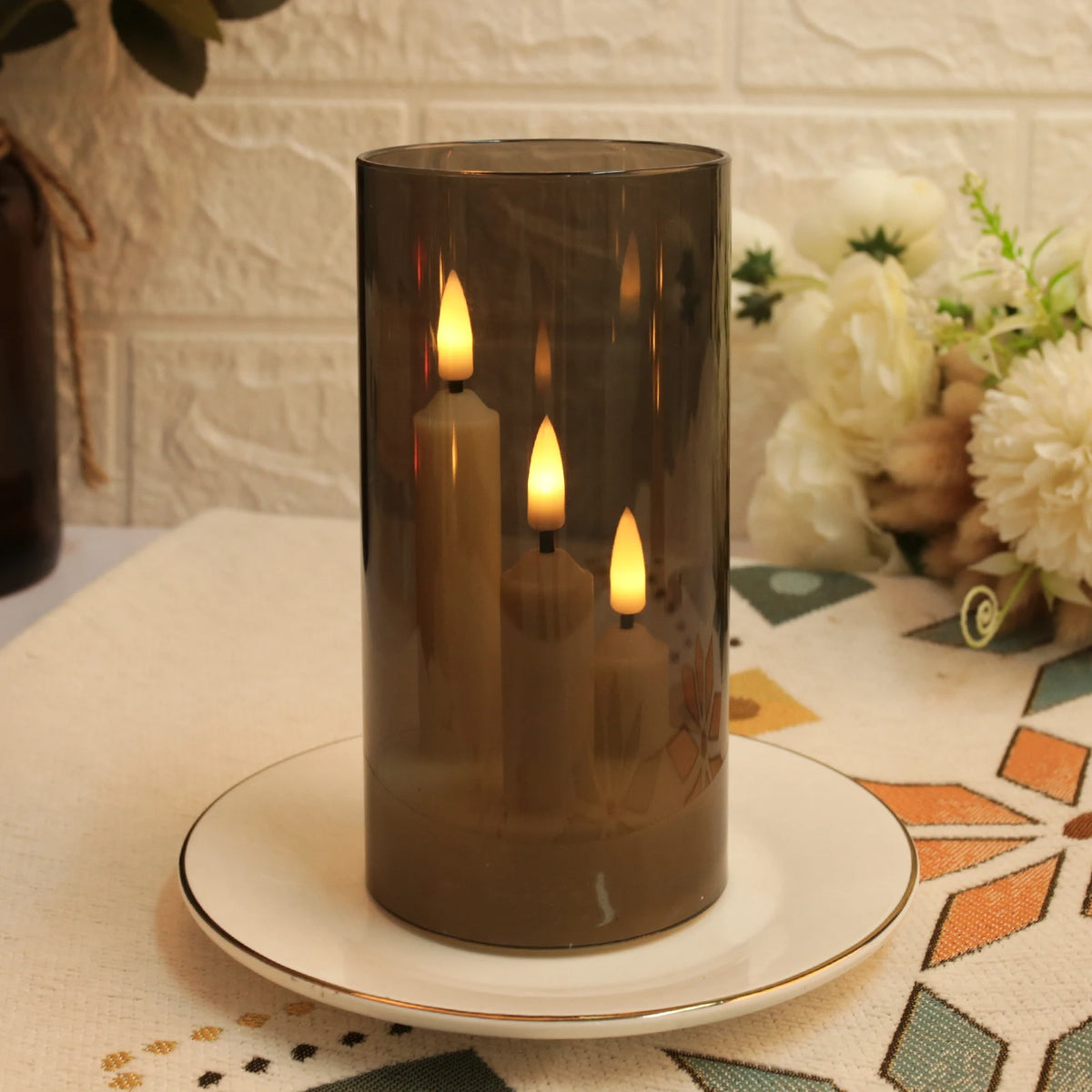 Bougies Coniques LED Sans Flamme 3 en 1 — Effet Vacillant, Abat-jour 15cm, Déco & Fêtes