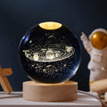 Lampe Boule de Cristal 3D — Gravure Laser Galaxie, Lune, Saturne | Veilleuse USB